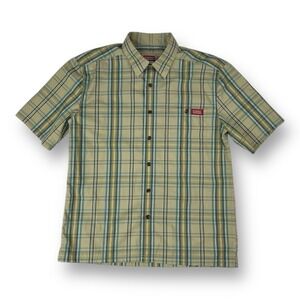 Stormy Kromer Yellow & Blue Check S/S Cotton Button Down Mens Size Medium M